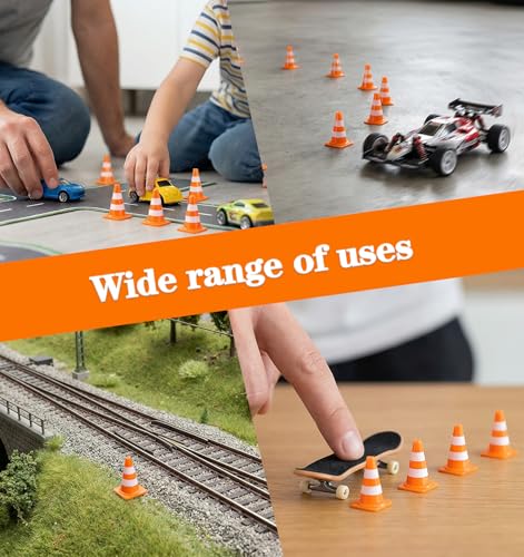30Pcs Mini Traffic Cones, 1 Inch Plastic Small Orange Cones, Train Sets Scene Cone Party Decorations Construction Party Supplies, Durable Safety Markers