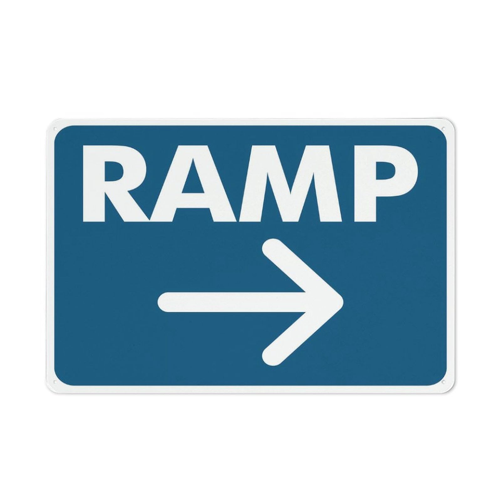 Ramp Right Arrow Sign for House, Door, Office & Business Yard - 12"x8" Rust-Free Metal Aluminum, Pre-Drilled Holes, Weatherproof
