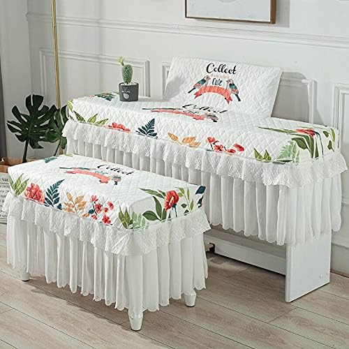 Cartoon Polyester Lace Design Piano Covers With/Without Music Stand Printed Dust Cover Single Seat Double Piano Stool Cover (132X30 without,Style 1)