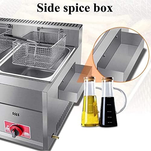 Kommerzielle Fritteuse mit 2 abnehmbaren Körben und Deckel, 20 l Arbeitsplatte aus Edelstahl mit zwei Tanks, für Pommes Frites, Donuts, Zuhause, Küche, Restaurant – Bild 5