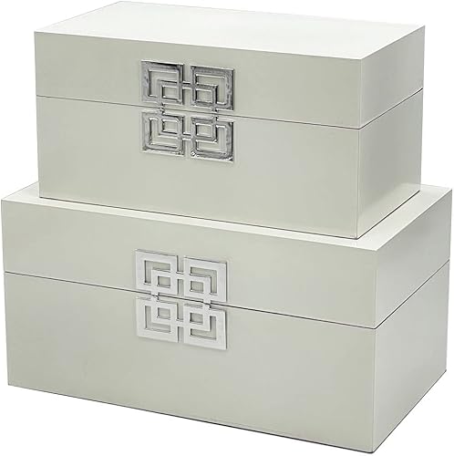 Galt International Juego de cajas de almacenamiento decorativas con tapa con bisagras, diseño clásico, cajas de decoración de madera con cierre
