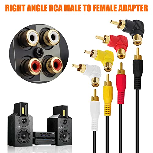 KUOQIY 8 PCS Gold-Plated Right Angle Adapter, Right Angle RCA Male to Female Adapter - Image 4
