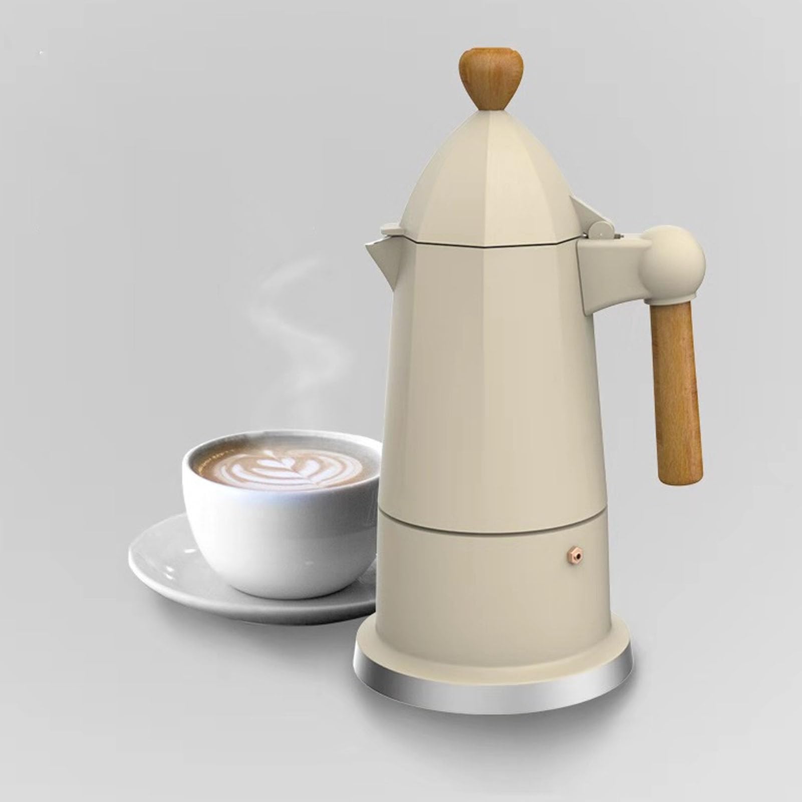banapoy Pentola da 3 Tazze, Caffettiera Classica a Valvola Singola, Caffettiera da Piano Cottura, Italiana per Campeggio o Casa (WHITE)
