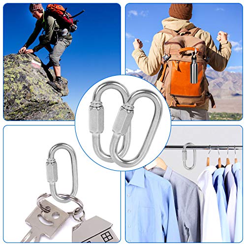 20Pack Quick Link 3/16”, Stainless Steel Chain Link, 330Lbs Load Oval Locking Carabiner Keychain Connector, Small Threaded Quick Chain Clip For Pet, Backpacks, Key Ring, Dog Leash, Water Bottles #TOP6