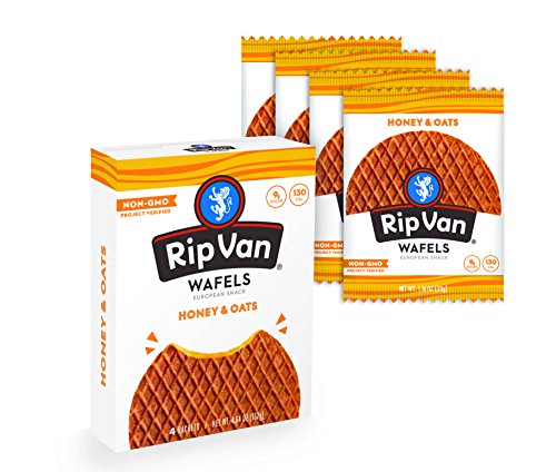 Image of Rip Van Wafels Honey & Oats Stroopwafels - Healthy Snacks - Non GMO Snack - Keto Friendly - Office Snacks - Low Sugar (3g) - Low Calorie Snack - 4 Count
