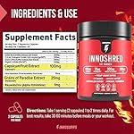 Inno Shred Fat Burner for Men and Women with 100mg Capsimax, Grains of Paradise, Organic Caffeine, Green Tea Extract, Appetite Suppressant, Weight Loss (60 Veggie Capsules) | (with Stimulant) - Image 2