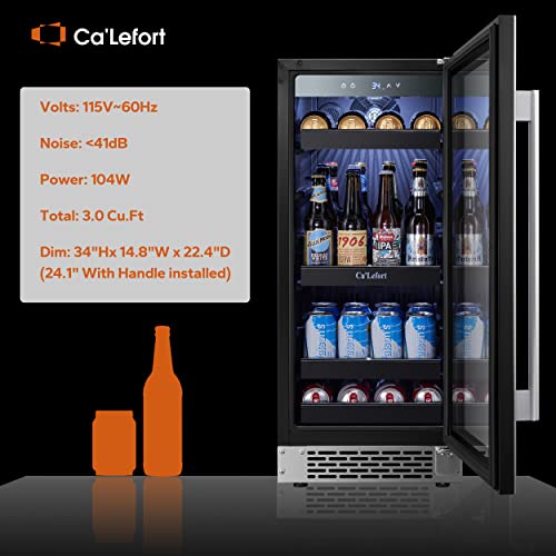Ca'lefort 15'' Beverage Refrigerator - 100 Cans Soda Beer Capacity Single Zone With Modern Touch Intelligent Digital 34°-54°F, Low Noise, Built In Or Freestanding Wine Cooler For Home And Kitchen #TOP7