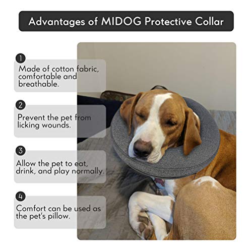 MIDOG Dog Cone,Soft Cone for Dogs After Surgery,Pet Inflatable Collar Protective Recovery Donut