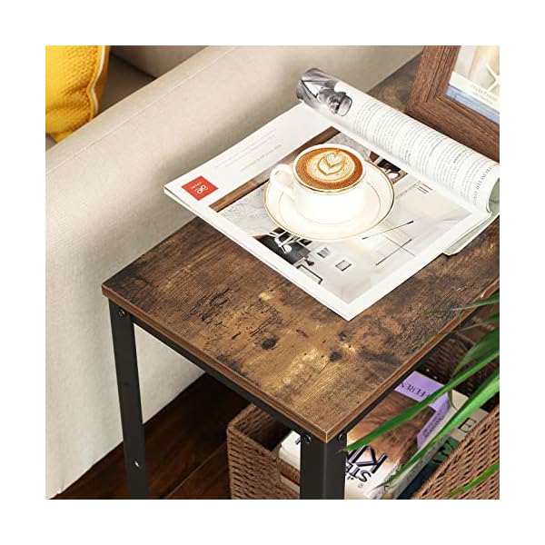 VASAGLE Industrial Side Table, 2-Tier Nightstand with Mesh Shelf, End Table for Small Spaces, Sturdy and Easy Assembly, Wood Look Accent Furniture with Metal Frame, Rustic Brown ULET31BX - Image 9