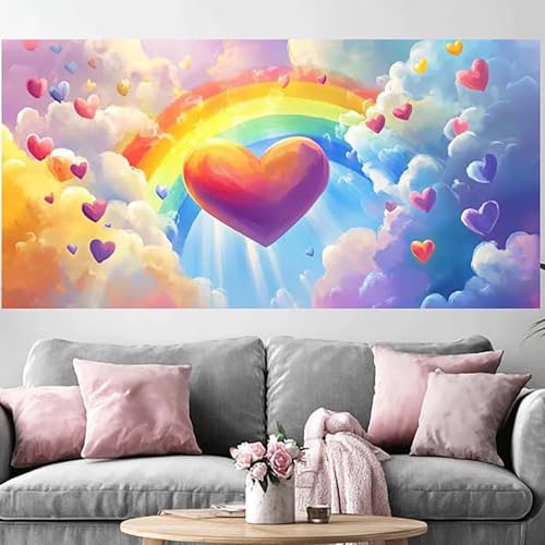 Diamond Painting Grand Format 100x300cm Broderie diamant cristal 5D haut de gamme motif cœur