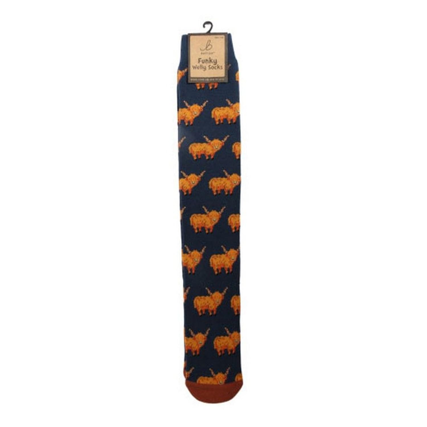 Bartleby Unisex Blue Mens Funky Welly Socks Hardy Highland Cows