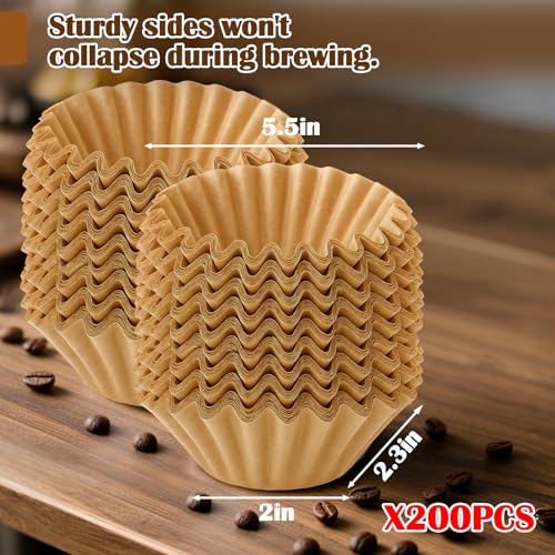 Image of 200 Count Coffee Filters Disposable Paper Filters for Ninja PB051 PB041 & Specialty Pod /Grounds Single-Serve Coffee Makers (200, Brown)