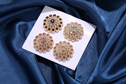 Strong Hijab Magnets Rhinestone Scarf Magnets for Hijab Magnetic Pins for Scarves Hijab Scarf for Women Girls Hijab Niqab Muslim Islamic Turban (FlowerB-Black+Clear+Gold+Pink)2