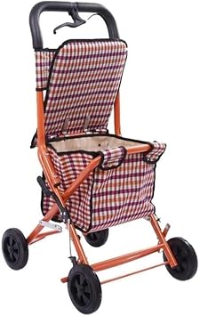 Rolling Cart Shopping Cart 4 Wheels Walking Rollator Folding Mobility Walking Aid, Height Adjustable Seat Elderly Walker Shopping Cart With Wheels