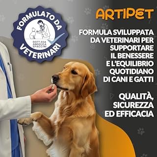 Integratore Articolazioni Cane, Sviluppato da Veterinari. Alta Qualità Made in Italy. 120 Compresse a Forma di Osso con: Glucosamina, Condroitina, Artiglio del Diavolo, MSM. Nuova Formula Cani e Gatti
