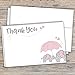 Pink Elephant Girl Baby Shower Thank You Note Cards (20 Count) - With Envelopes
