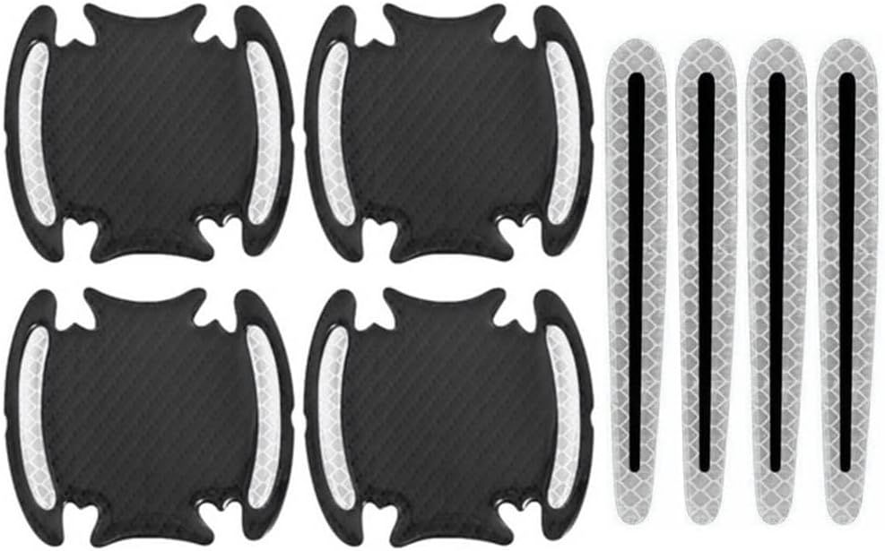 8 Pcs Car Door Handle Cup Protector for Hyundai i20 Schrägheck 2 (II) GB I 2014-2018, Auto Exterior Accessories Anti Scratch Sticker Guard Decals Trim Film Carbon Fiber,White