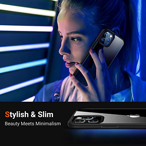 Torras Diamond Clear Iphone 12 Case/Iphone 12 Pro Case [5X Non Yellowing] [Military Protective] Shockproof Hard Pc Back + Soft Silicone Bumper, Slim Thin Iphone 12/Iphone 12 Pro Phone Case, Black #TOP5