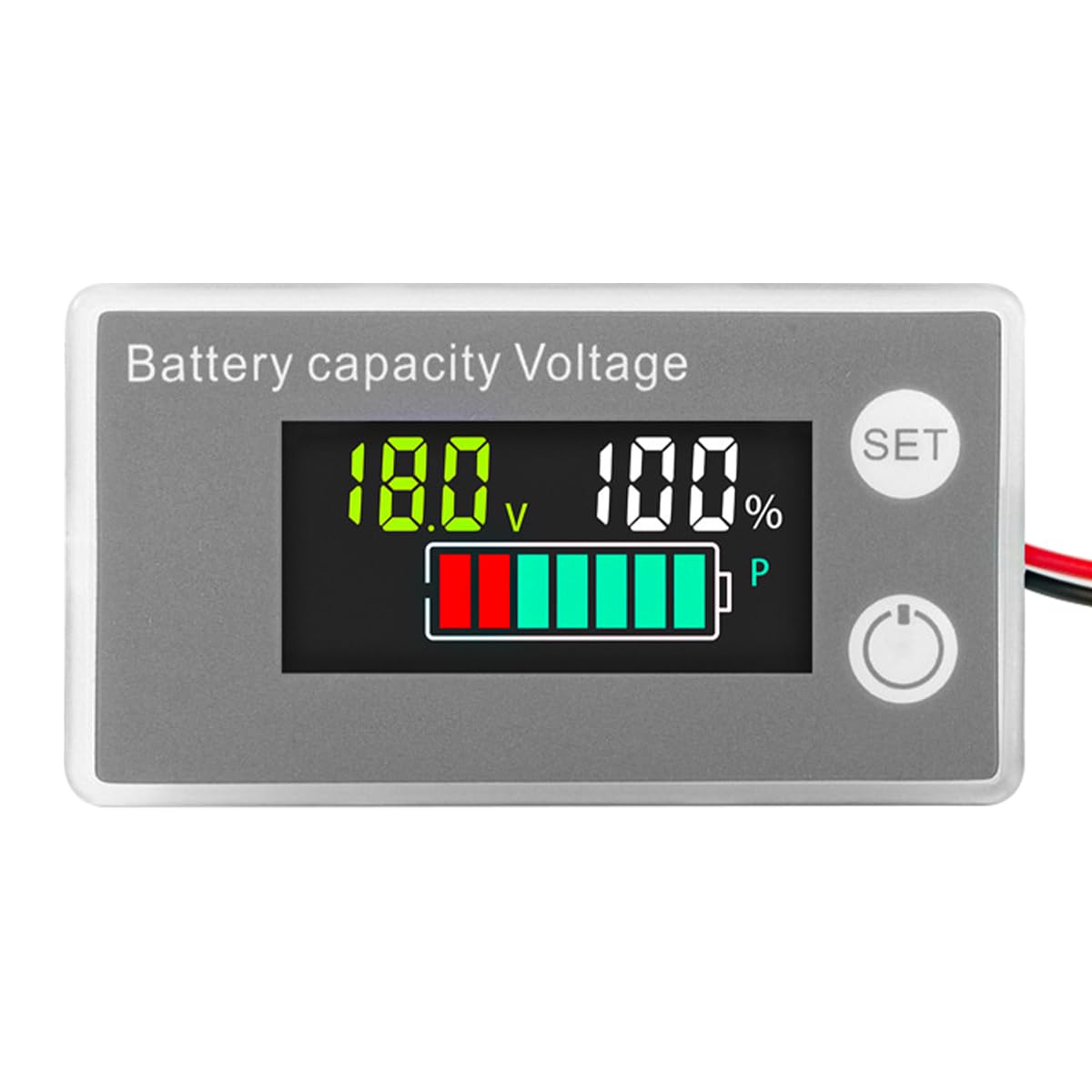 DollaTek Misuratore di tensione della batteria del monitor 8-100V con rilevamento della temperatura dell'allarme di bassa pressione Display percentuale potenza digitale per display della dell'auto