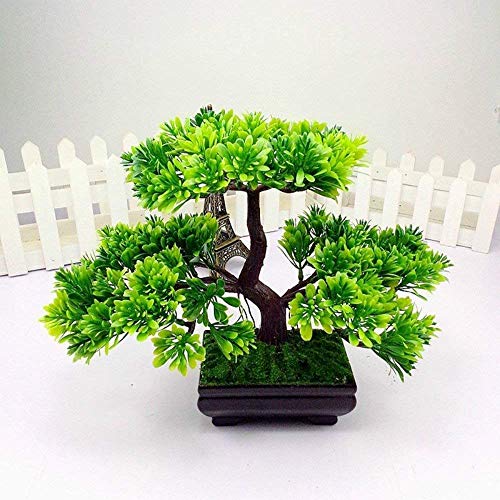 Snner 1PC Artificial Bonsai Tree Fake Plants Bonsai Potted Plant Mini Simulation Flower Leaves House Plants For Home Indoor Decor (Yellow)