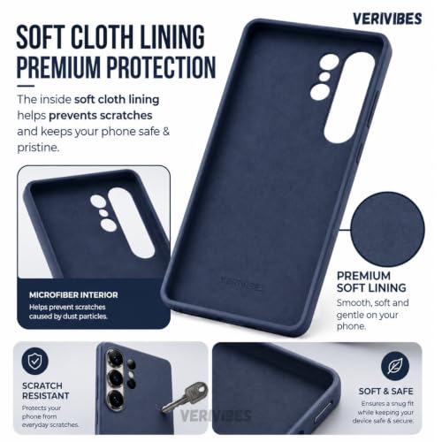 Image of Leather Case Compatible with Samsung Galaxy S25 Ultra | Slim Soft Inner Lining Protective Back Cover | Shockproof Phone Cover with Secure Grip, Camera Guard & Raised Edge Protection - Blue