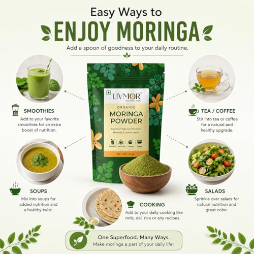 Image of Certified Organic Moringa Powder 200g | USDA Organic | From Pure Drumstick Leaves | Powder Form | For Daily Wellness & Natural Nutrition