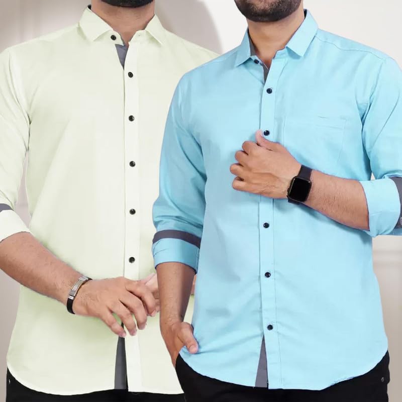 Image of Tee Projekt Combo Casual Shirt for Men Spread Collar Long Sleeve Shirt Casual, Formal, Home
