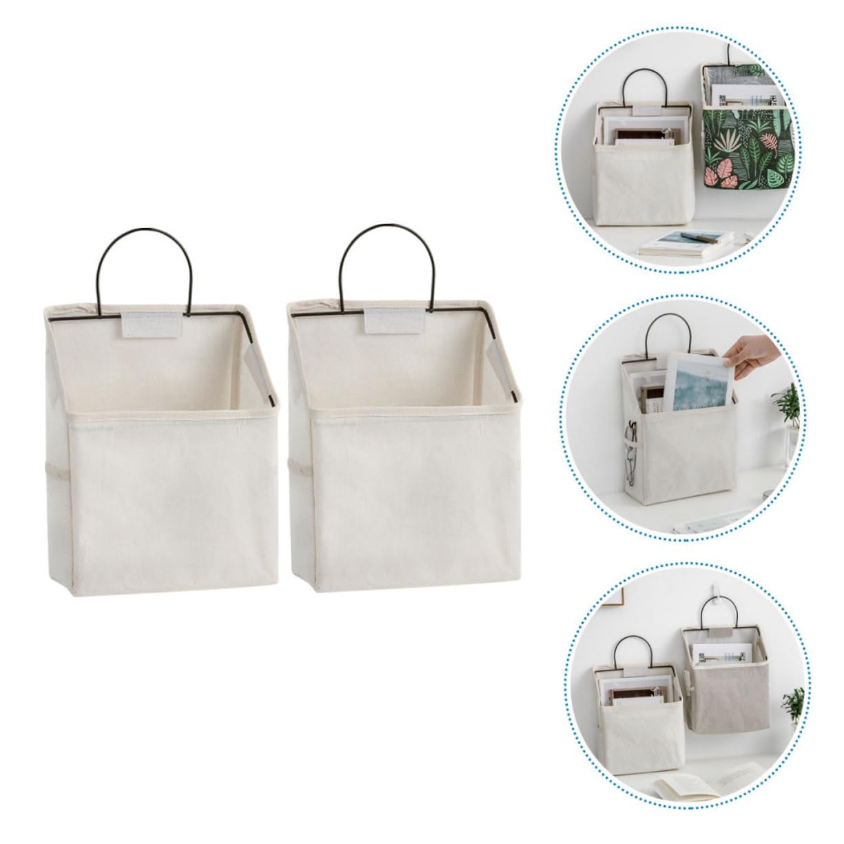 Ciieeo Organizer da Appendere per Porta Bianco 2 Pezzi Tasche Laterali e Tasca Centrale Capiente per Casa e Ufficio