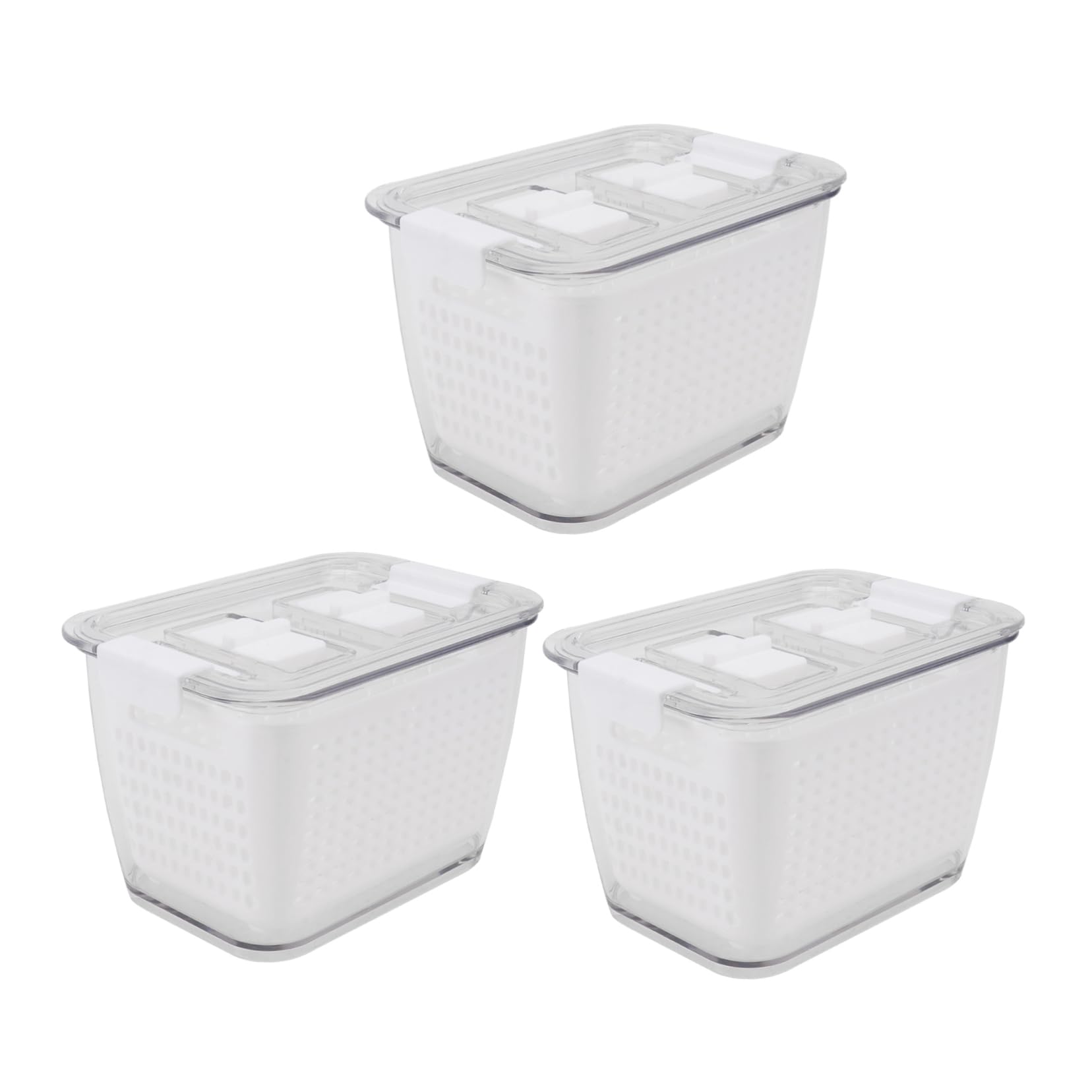Mikikit 3 piezas Cajas de Almacenamiento de Alimentos para Refrigerador de Diseño Compacto con Drenaje Organizador para Sin Olores de Limpiar Color