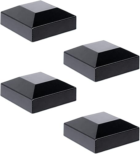 Tapas de aluminio para postes de valla de 2 x 2 pulgadas, aluminio, metal, madera, buzón, tapa de poste piramidal, ajuste a presión, color negro
