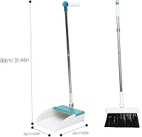 Vista 6 de Recogedor de escoba de mango largo, bandeja de pie de acero inoxidable, contenedor vertical reutilizable, herramientas de limpieza para el hogar