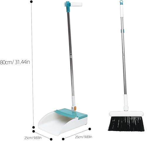 Miniatura 6 de Recogedor de escoba de mango largo, bandeja de pie de acero inoxidable, contenedor vertical reutilizable, herramientas de limpieza para el hogar,