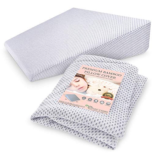 Bamboo Replacement Wedge Pillow Cover (24 X 24 X 7) With Zipper - Sweat-Absorbent, Moisture-Wicking, Odor-Free Wedge Pillow Case - Gray #TOP7