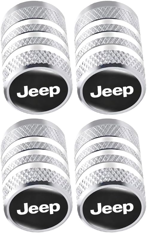 Wheel Valve Stem Caps, 4 Piece Aluminum Alloy Metal Car Tire Rim Air Valve Caps Cover, Anti-Rust,Leak-Proof Seal,Waterproof (Silver)