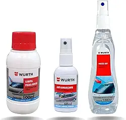 Kit Limpa Para-brisas Cristalizador De Vidros + Antiembaçante + Watter OFF Wurth