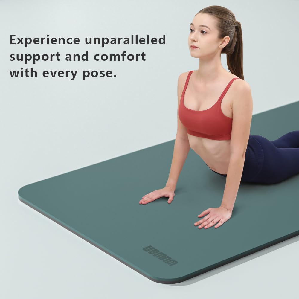 Esterilla de yoga ancha de 80 cm, antideslizante, extragruesa, de 1/3 pulgadas, material TPE, de alta resistencia (72 pulgadas de largo x 32 pulgadas de ancho) con correa de transporte para mujeres