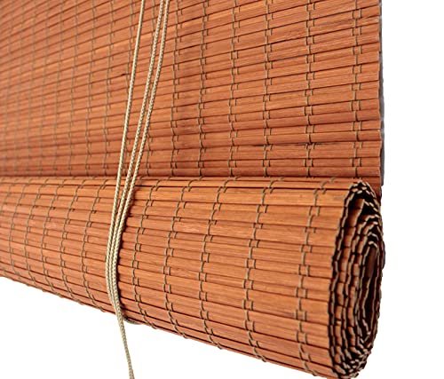 Seta Direct, Bamboo Flat-Weave Sun-Filtering Roll Up Blind - 24-Inch Wide by 66-Inch Long (Amber Honey)