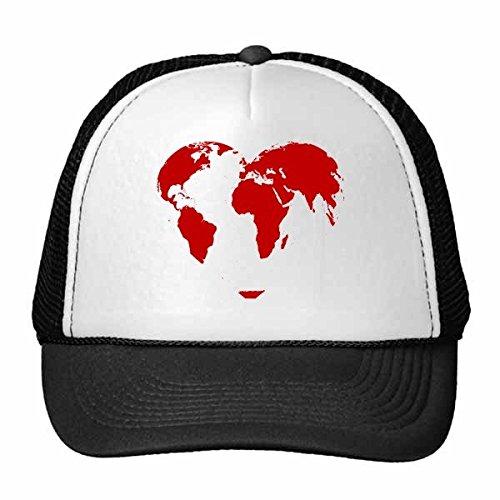 Carte du Monde Illustration Chapeau de Maille de Nylon Réglable Saint-Valentin Coeur
