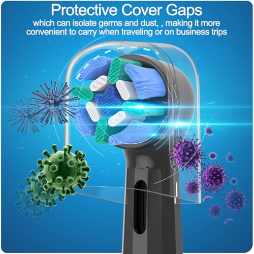Image of 8 Pack Replacement Toothbrush Heads Compatible with Oral B iO, Brush Heads for Oral-B iO 2 /3 /4 /5 /6 /7 /8 /9 /10 /7G Series, with Covers, Black