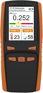 Binli Handheld Ozone Analyzer 0-5PPM Ozone O3 Detector Air Quality Pollution Monitor Portable Digital Temperature Humidity Measuring Device Tester Data Logger