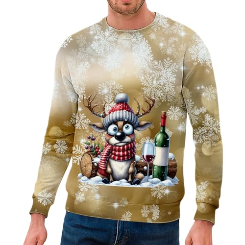 Jersey de Navidad para hombre, divertido suéter de reno de Navidad, suéter de Navidad, camiseta de manga larga, cómodo disfraz de Navidad, invierno, cálido, suéter de Navidad, regalos para hombres