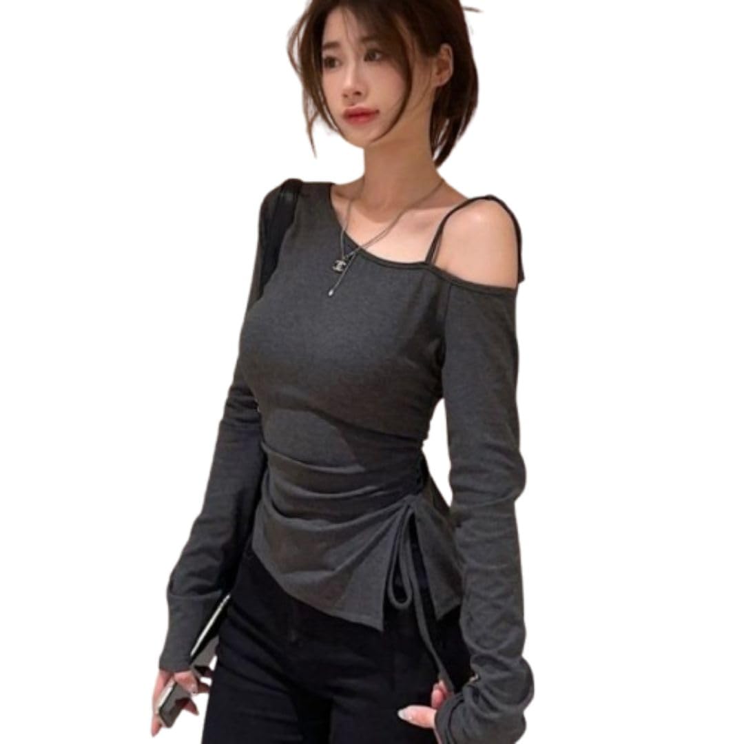 Amazon | [レグエイト] Y2K ワンショルダー トップス レディース