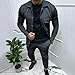 amropi Herren Jacquard Trainingsanzug Knopf Jacke Top und Hose Jogginganzug Kleidung Set Marine, M