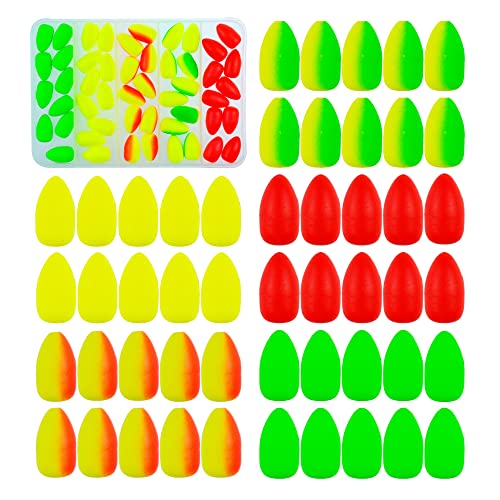 Vinfutin 50 Pieces Oval Foam Floats Bullet Fishing Foam Surf Fishing Rig Float Pompano Rig Floats Fly Fishing Strike Indicator for Trout Catfish Walleye?L,0.45