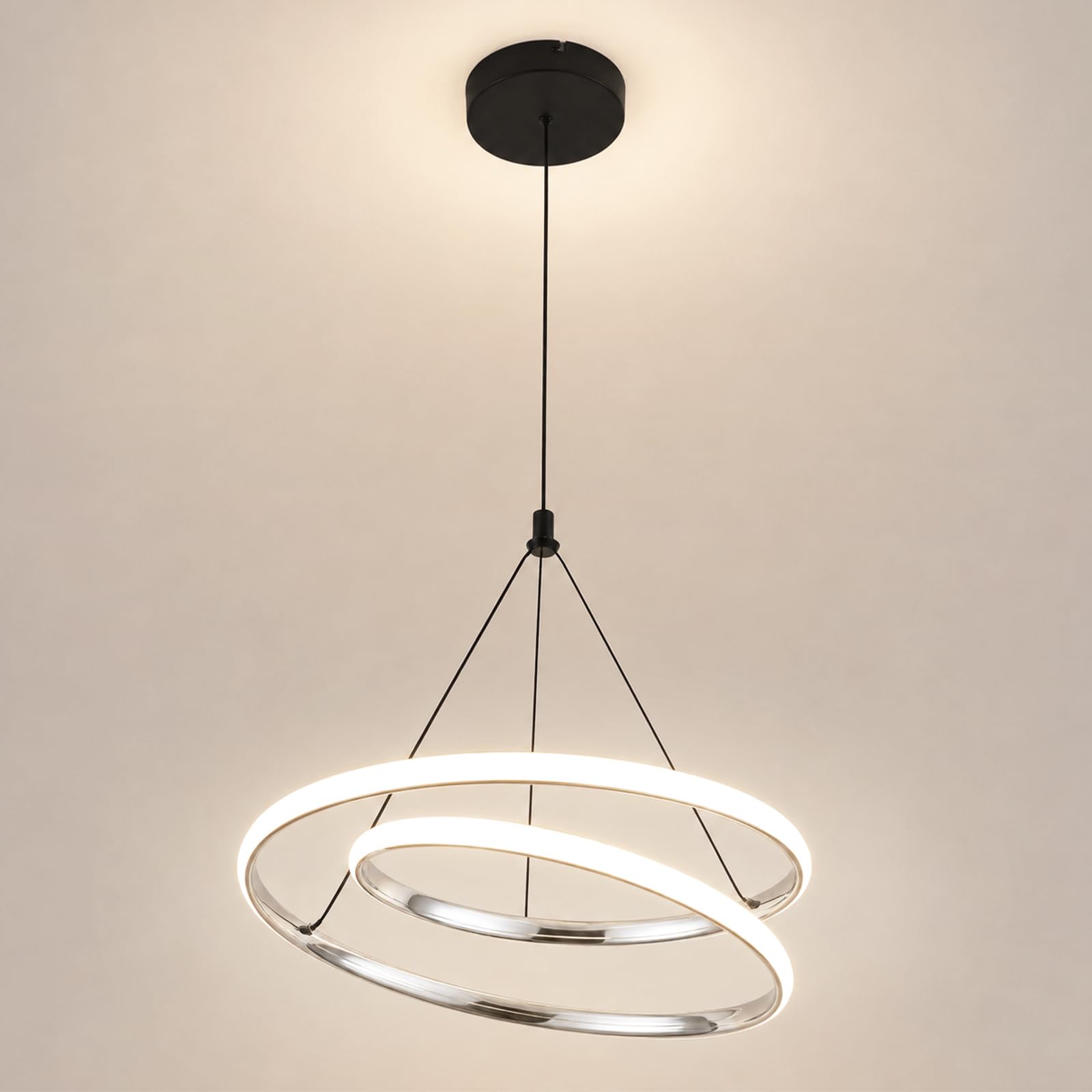 OXENKA Modern Ceiling Pendant Lights, 32W LED Spiral Chandelier 4500K 41cm