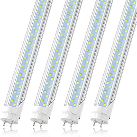 JESLED T8 4FT LED Type A+B Light Bulbs, 24W 3000LM 5000K Daylight White, Plug and Play or Ballast Bypass, 4 Foot Flourescent Tube Replacement, ETL Listed, Dual-end, Clear, Warehouse Lights 4Pack Cover