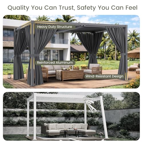 SAILARY Louvered Pergola 12' x 16', Outdoor Aluminum Pergola with Reinforced Steel Roof, Heavy-Duty Hardtop Gazebo for Backyard Deck, Weatherproof Sun Shade Shelter, Grey by SAILARY - Image 3
