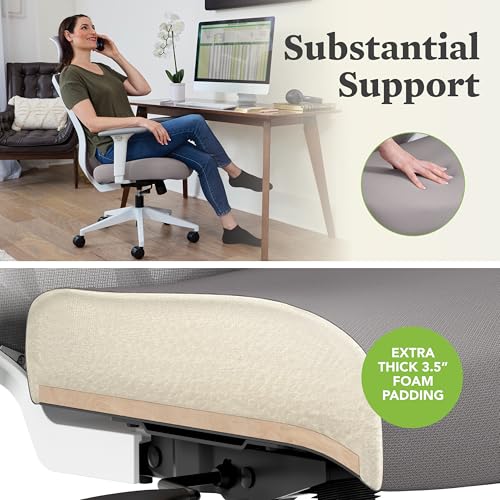 Image of HON Altern Ergonomic Office Chair with Headrest, Mid‑Back Mesh Desk Chair, Adjustable Arms, Seat Slide, Synchro‑Tilt, Rolling Computer Seat for Home Office, White Frame, Apricot