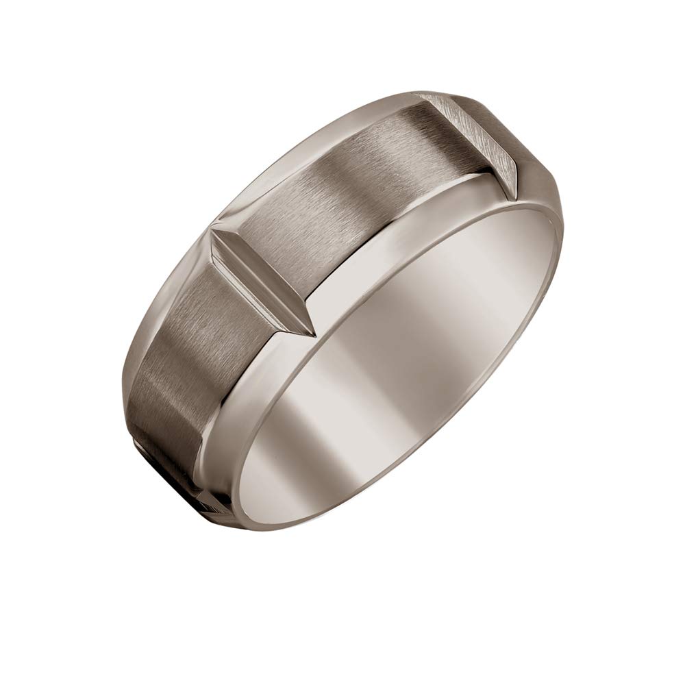 Brilliant ExpressionsBrilliant Expressions Gray Cobalt Century Wedding Band with Satin Finish Center and Beveled Edges, 9mm