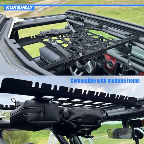 Image of Overhead Molle Panel Storage Compatible with 2018-2025 Wrangler Jl Jlu & 2020-2025 Gladiator JT|Jeep Gladiator /JL Overhead Molle Panel|Top Cargo Management Rack|Overhead Cockpit Molle Panel